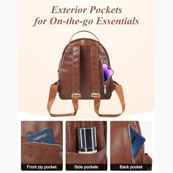 Vegan Leather Convertible Mini Backpack Purse with Tassel Adjustable Strap main image 4
